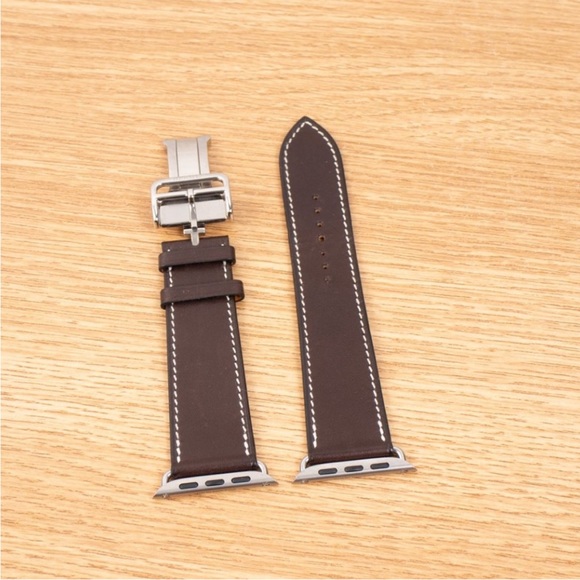 Apple Watch Hermes Hermès 45mm 44mm 42mm Single Tour Deployment Buckle Ébène - Picture 3 of 8